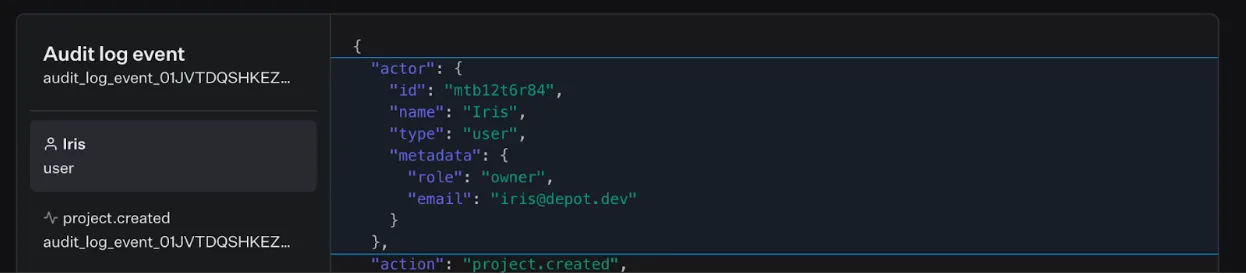 audit logging actor details