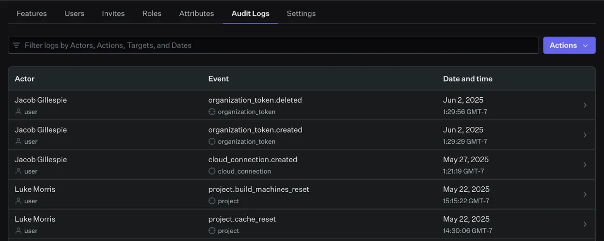 audit logging in depot web app