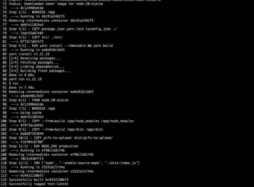 AWS CodeBuild output for building a Docker image