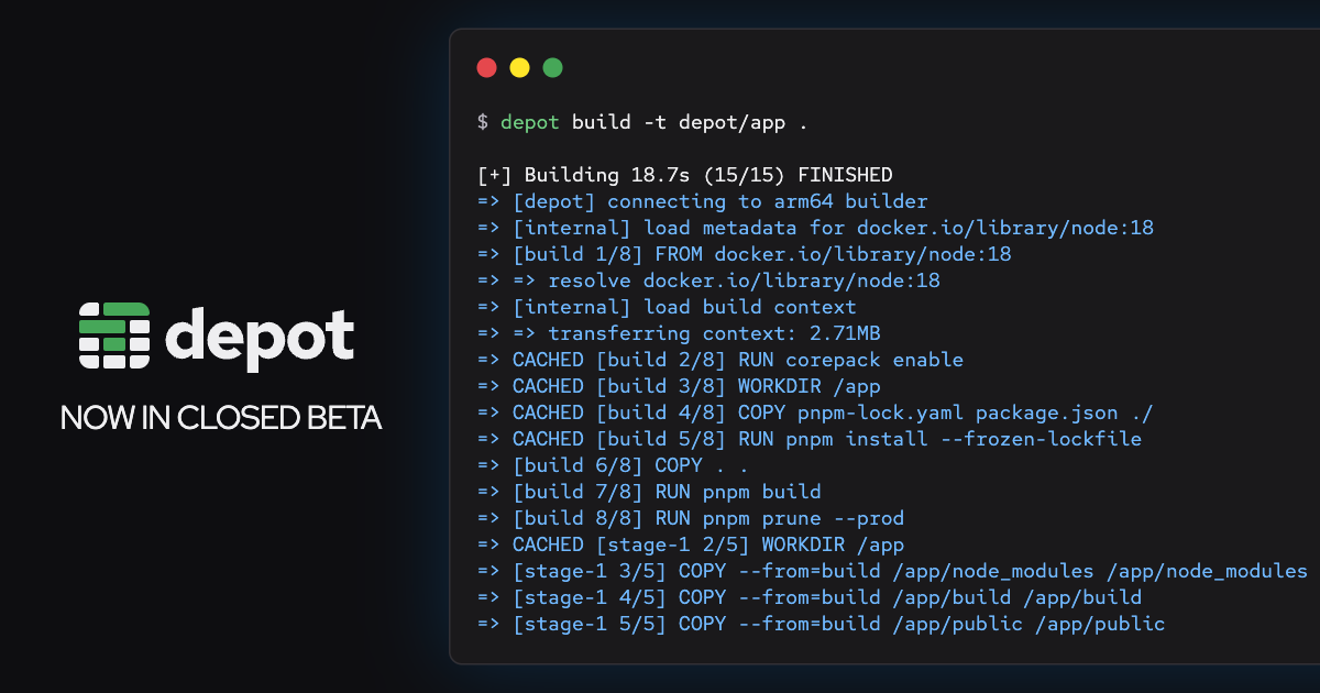 Introducing Depot — A faster way to build Docker images banner