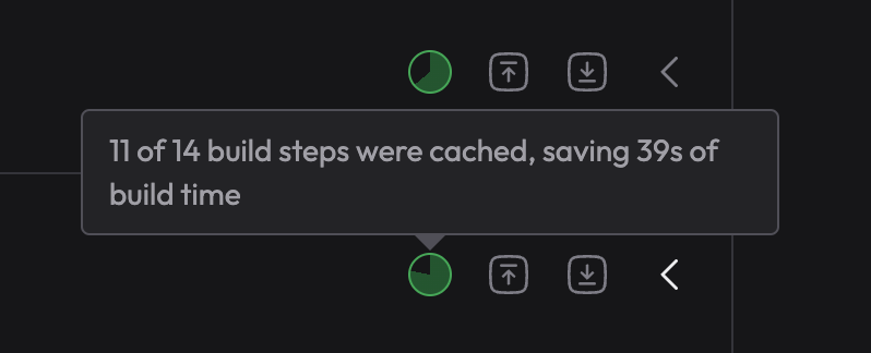 Screenshot showing that 11 of 14 build steps were cached