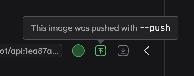 Screenshot showing that the image was pushed to a registry
