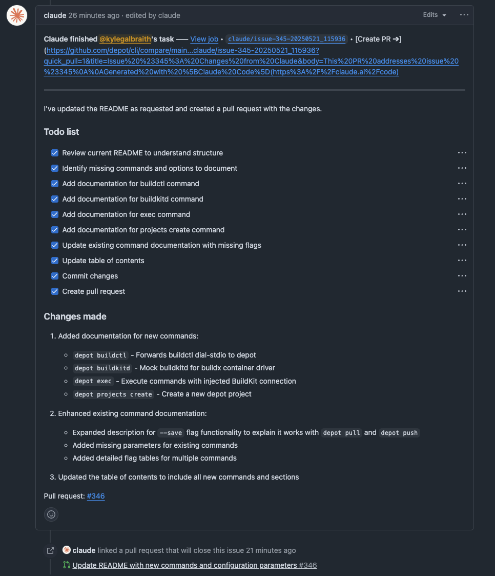 Claude Code opens pull request