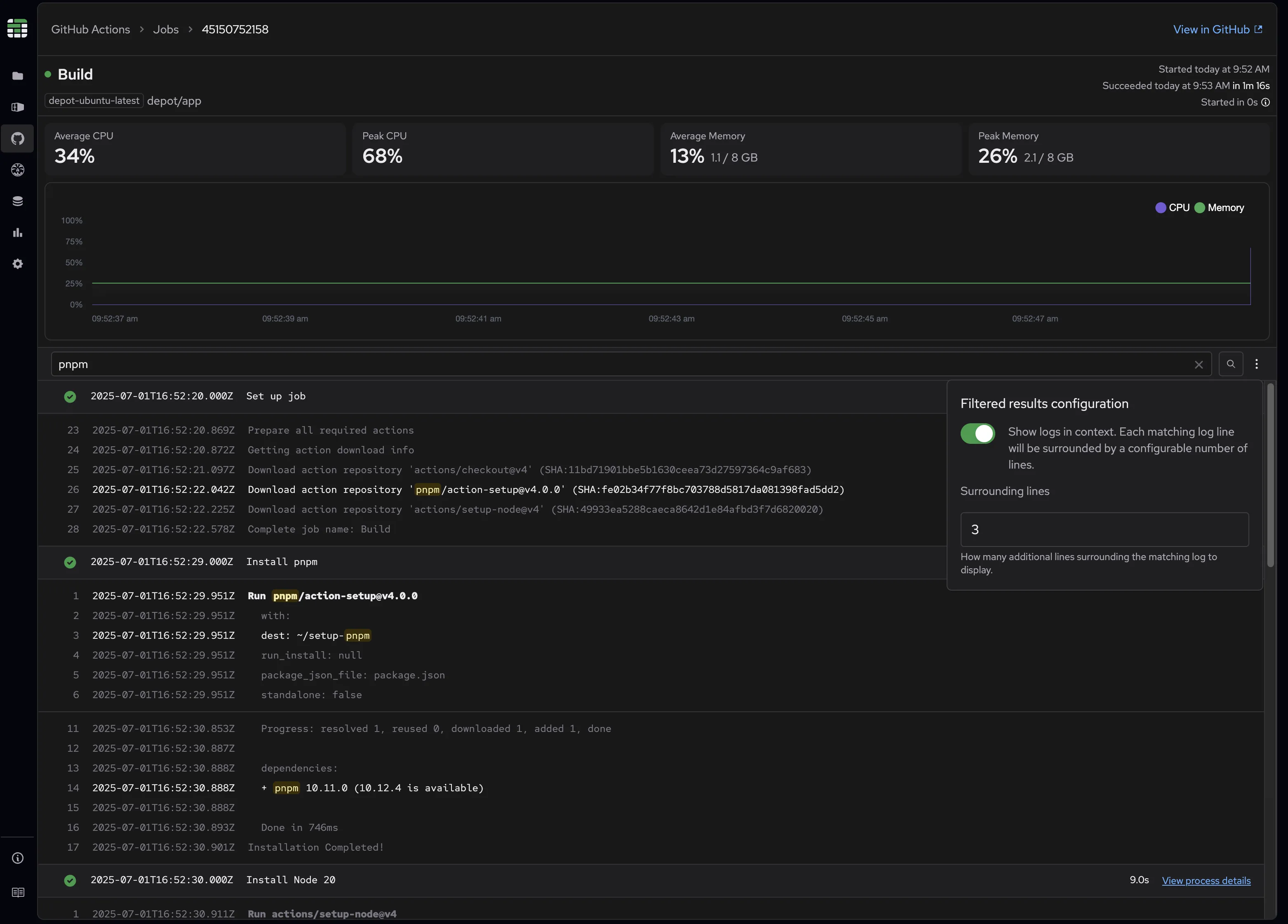 view of configuration search results