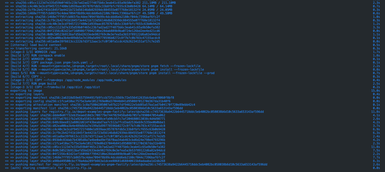 Depot build and push to Fly.io registry