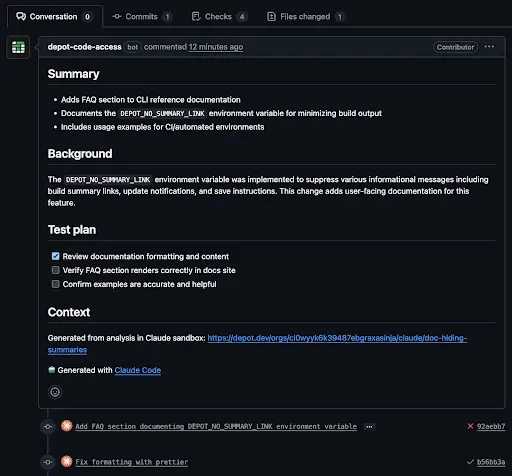 A GitHub interface showing a draft PR