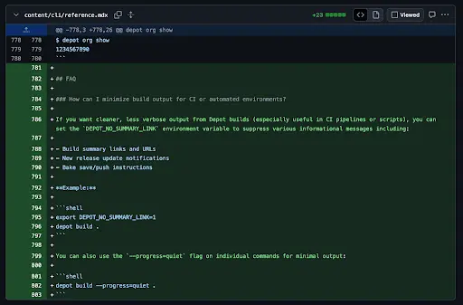 A GitHub interface showing the file changes from a draft pull request