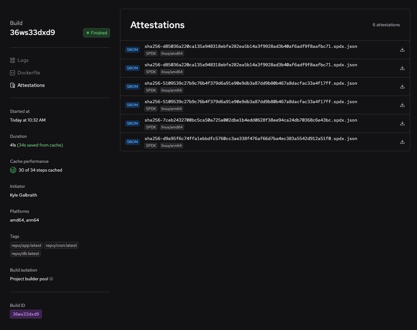 Attestations section