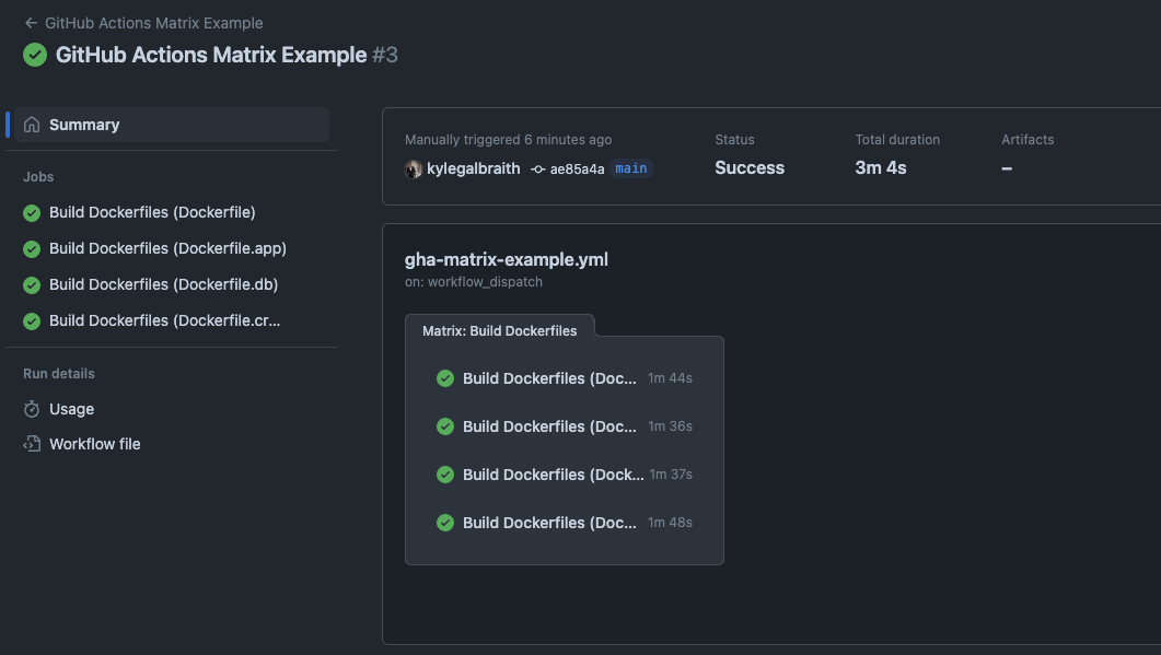 GitHub Actions matrix strategy output