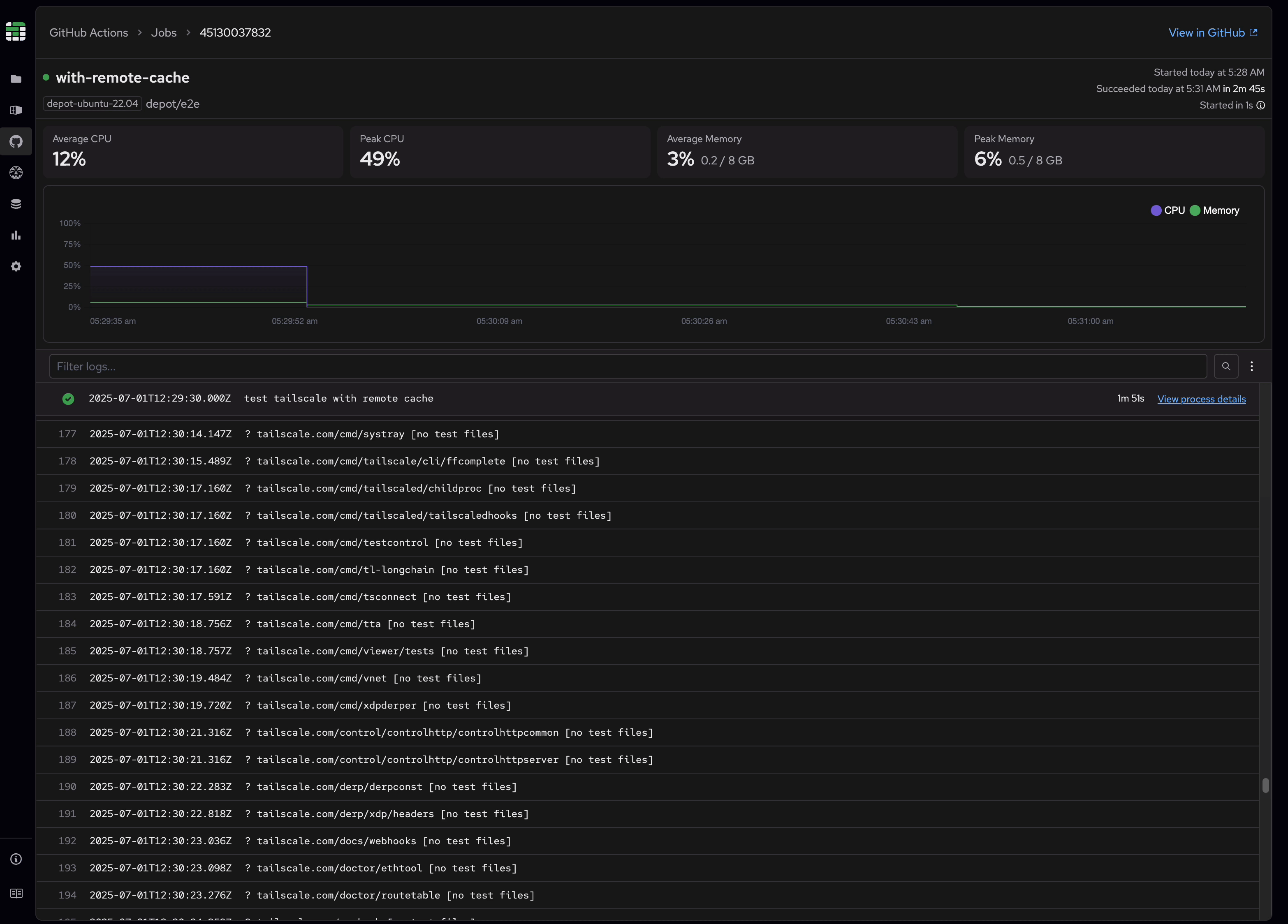 Gif showing ability to hover over log entry to see corresponding timestamp along with metric