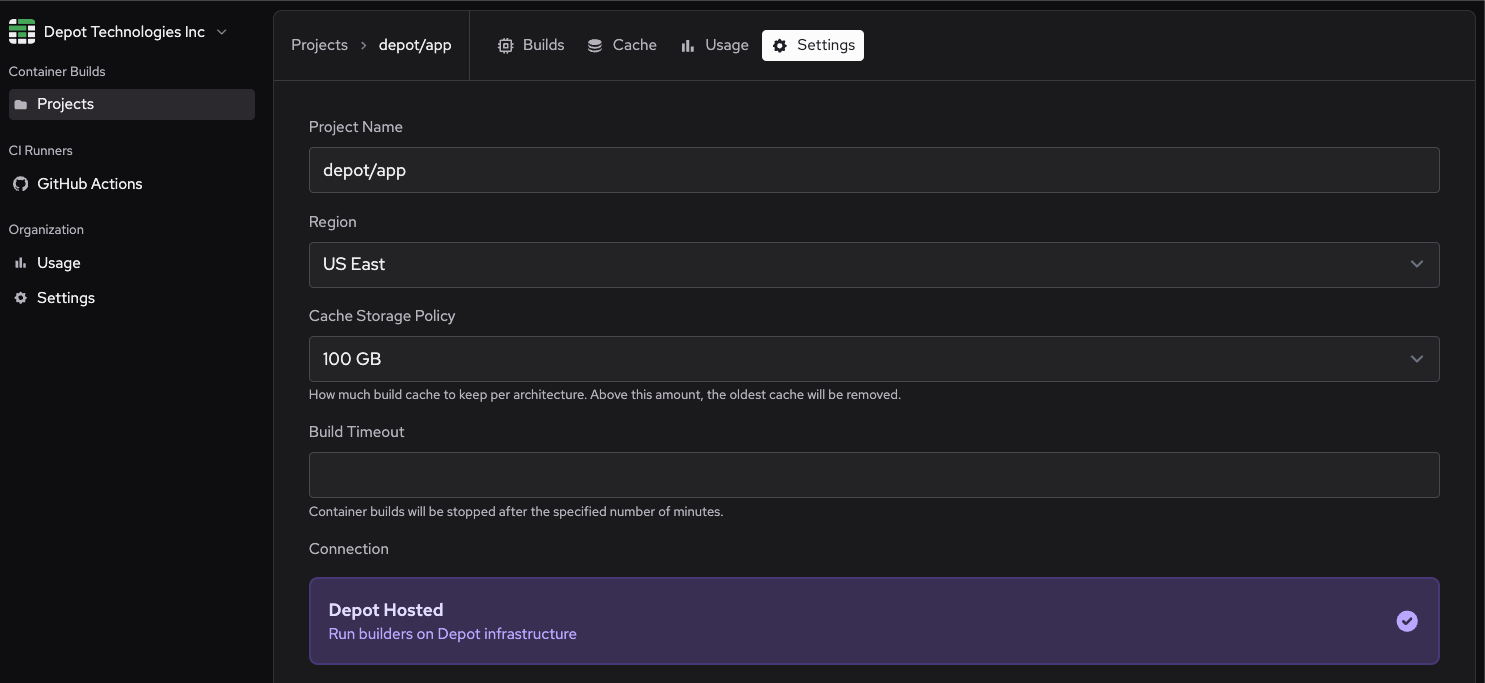 Project level build timeout in Depot
