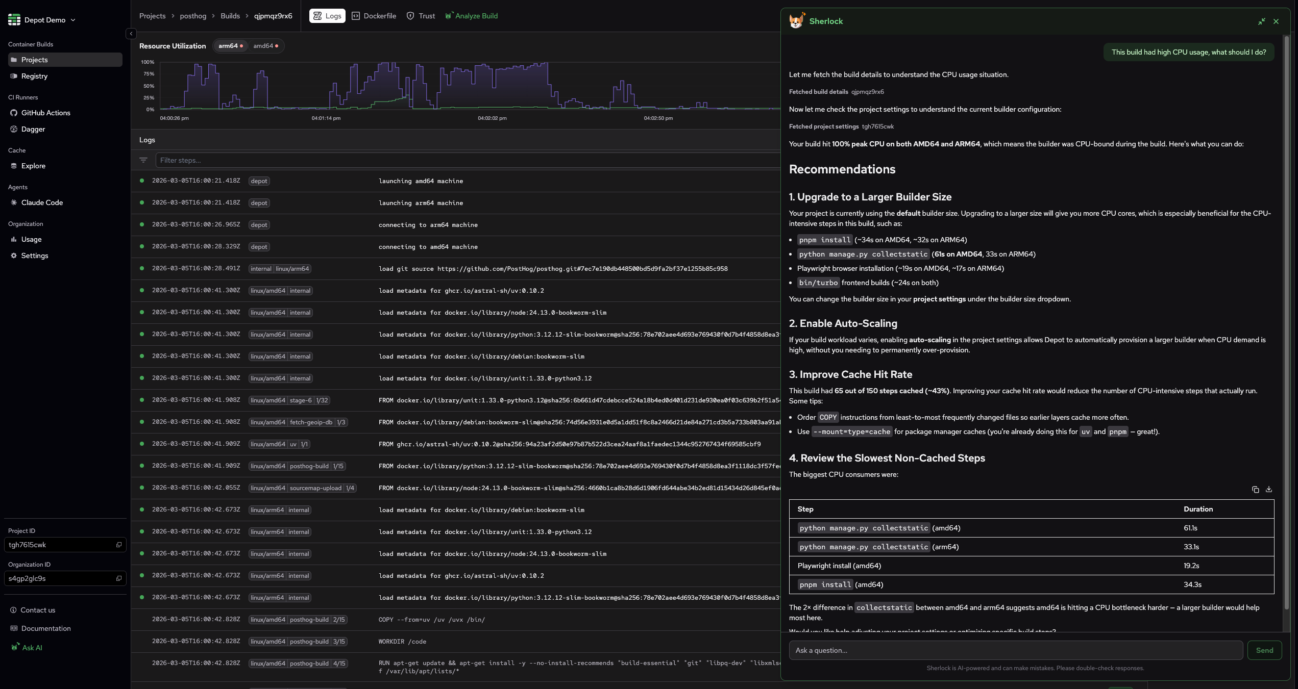 Sherlock referencing project settings